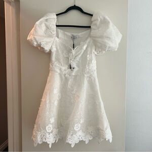 Elliatt White Lace Puff Sleeve Dress